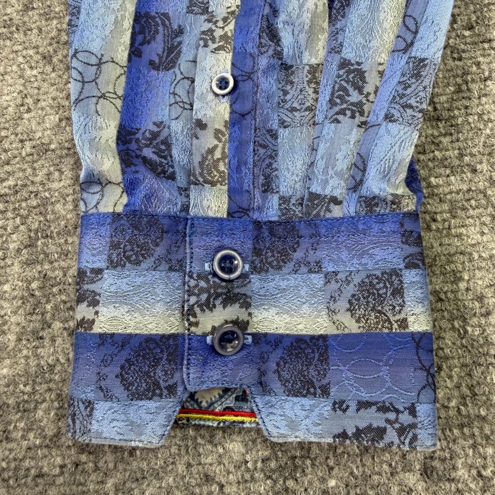 Robert Graham Shirt Men's 3XL Blue Check Playing Card Flip Cuff Button Up - Picture 5 of 13